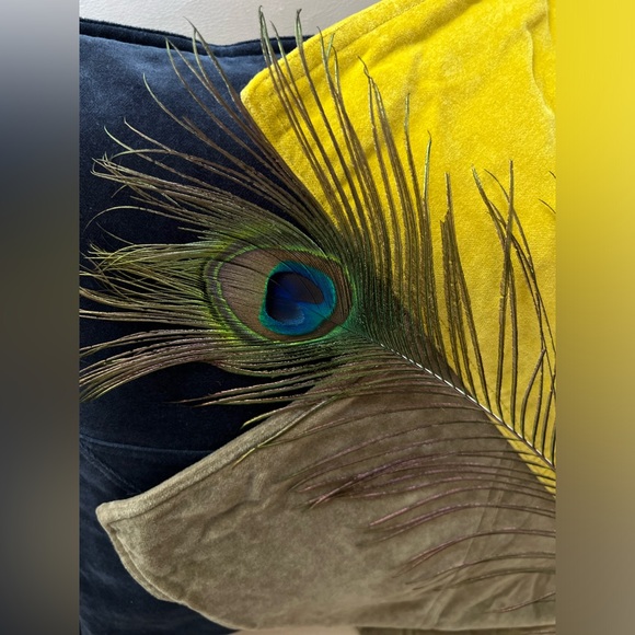 West Elm Velvet Washable Throw Pillow Cover Case Gold Yellow 18x18 Boho Chic - Picture 15 of 17